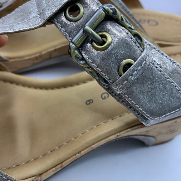 Gabor taupe Leather Patent Sandals size UK 6 US 8 slip on wedge heel - Picture 3 of 12